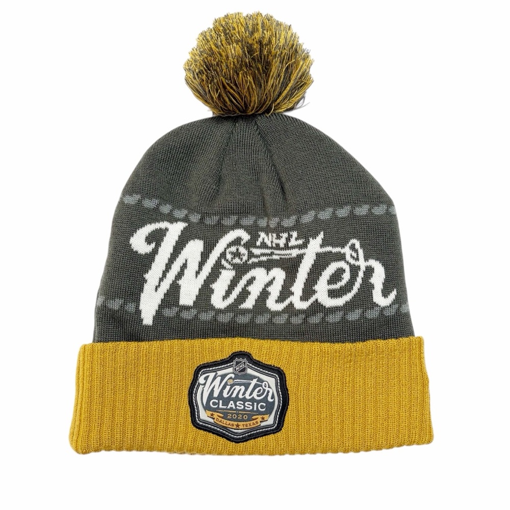 NHL Winter Classic Pom Beanie Dallas 2020 Gray & Mustard Gold